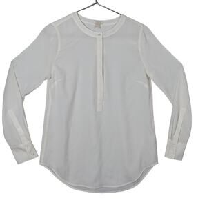 J. Crew Factory Henley Shirt Long Sleeve Size XS white